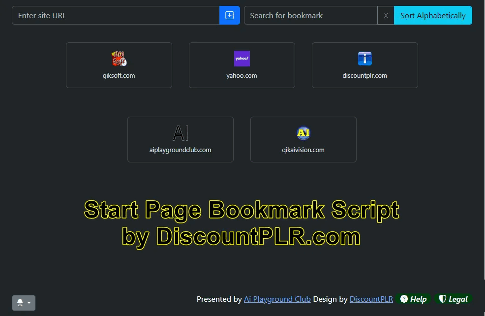 Start Page Bookmark Script with Source Code